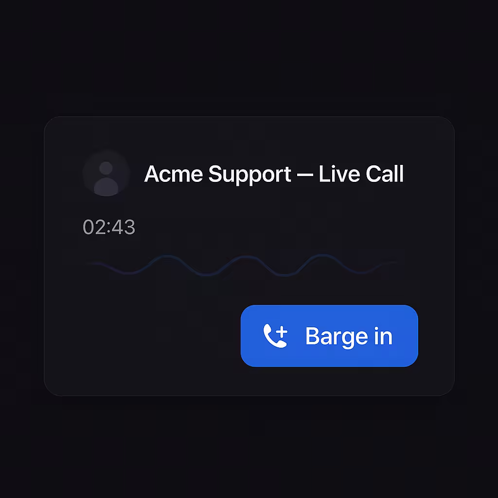 Real-Time Call Barge-In: Listen Live to AI Conversations